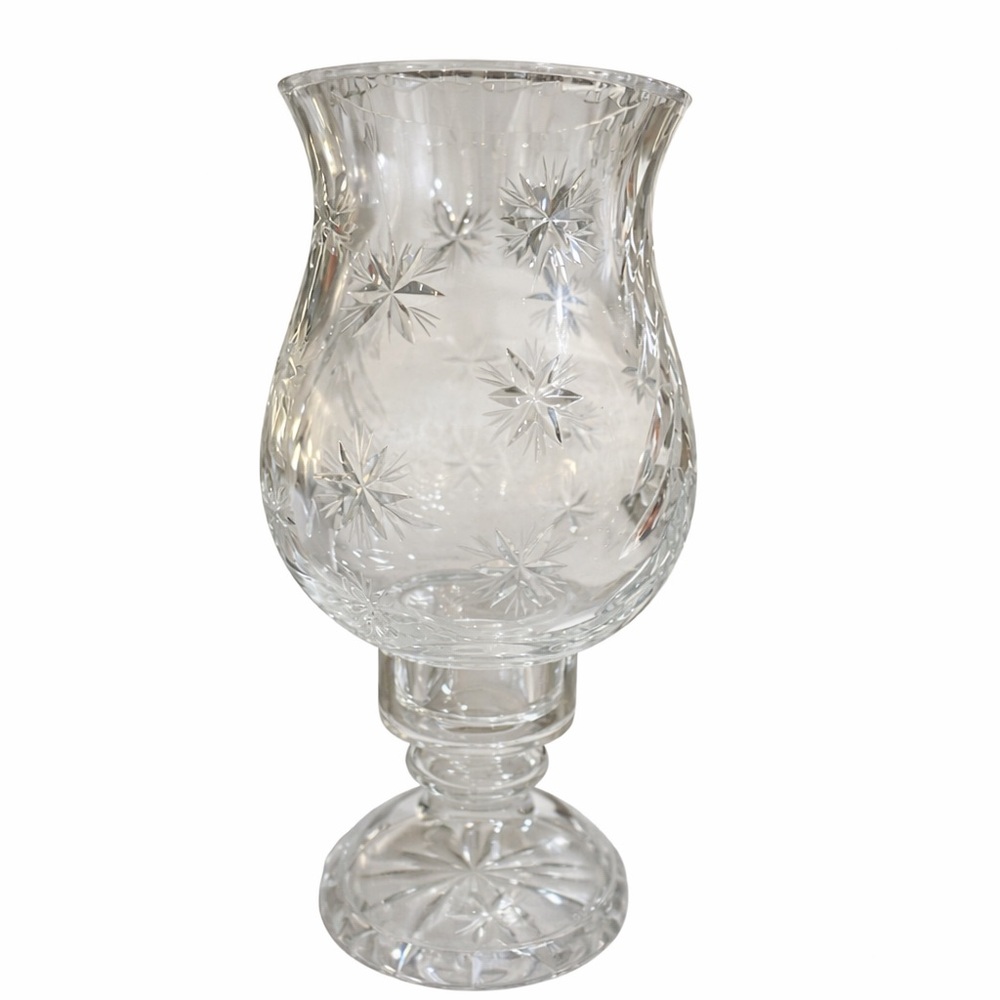 Elegant Clear Glass Vase candle holder with Starburst Design